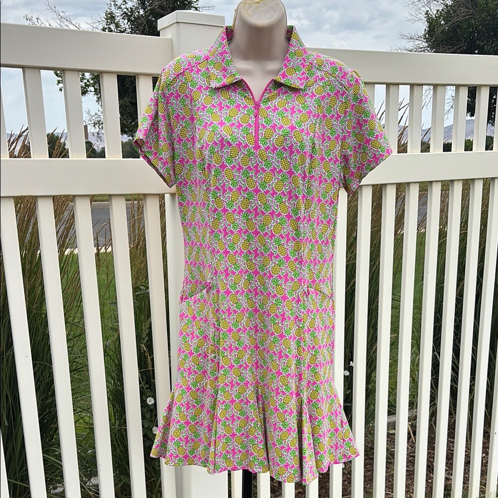 IBKUL Pineapple Poly Dress Size M, NWOT